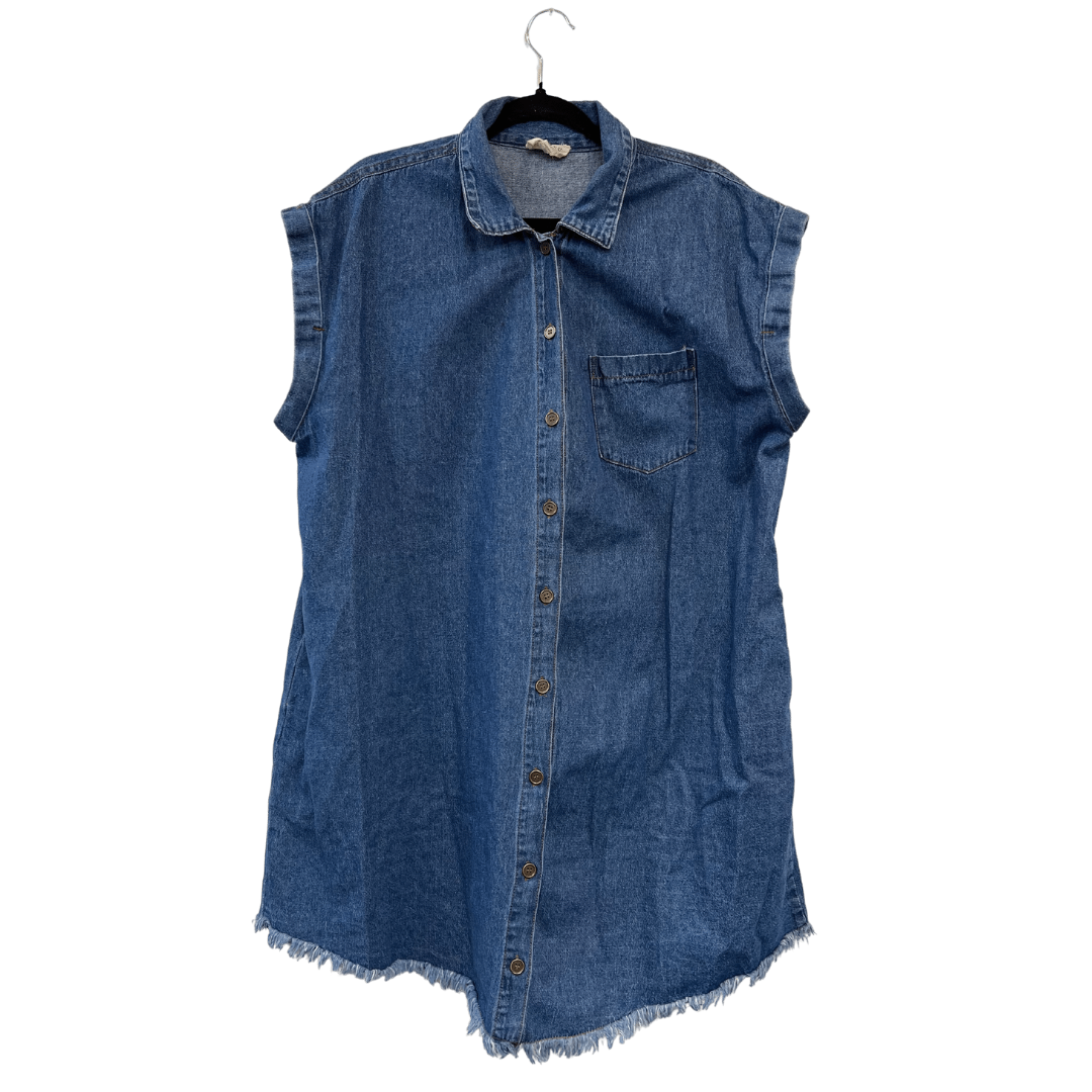 denim button-up knee-length dress - 2x