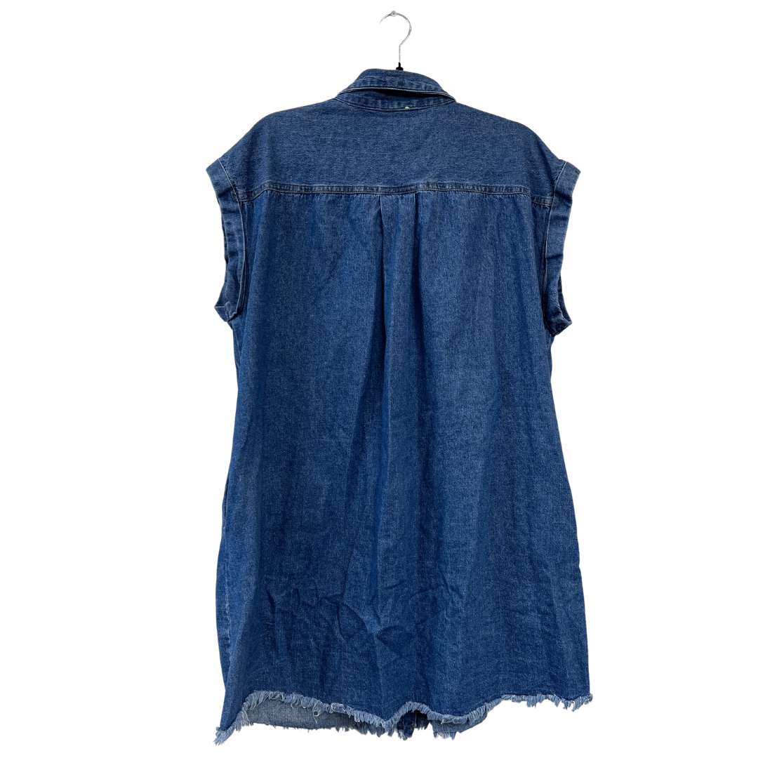 denim button-up knee-length dress - 2x