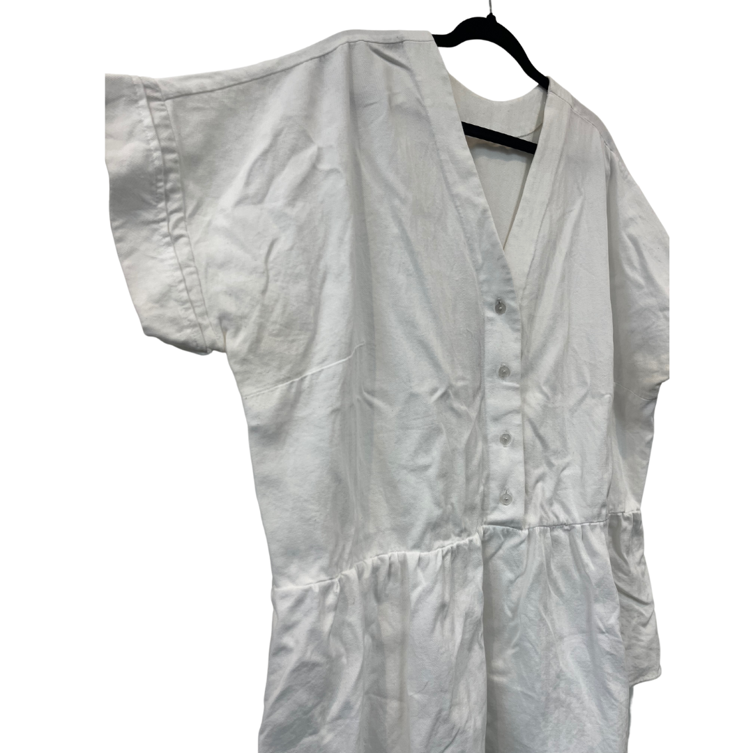 custom made w vintage pattern - white cotton top - US 22