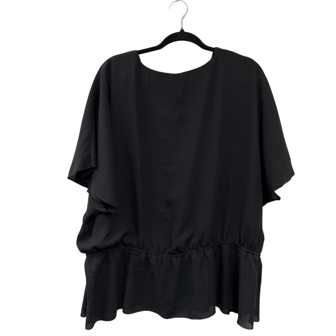 Ruched black top with short sleeves - 2X