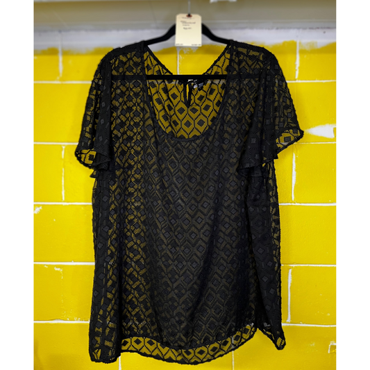 short-sleeved sheer patterned tunic - 3x