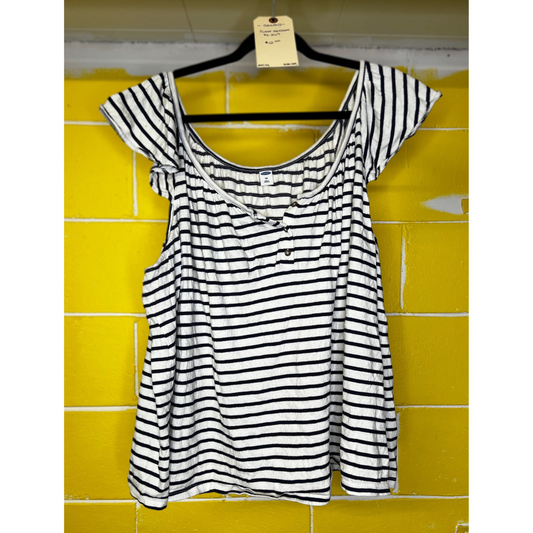 cap-sleeve striped t-shirt - xl