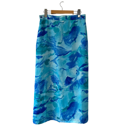 vintage blue patterned skirt - 24