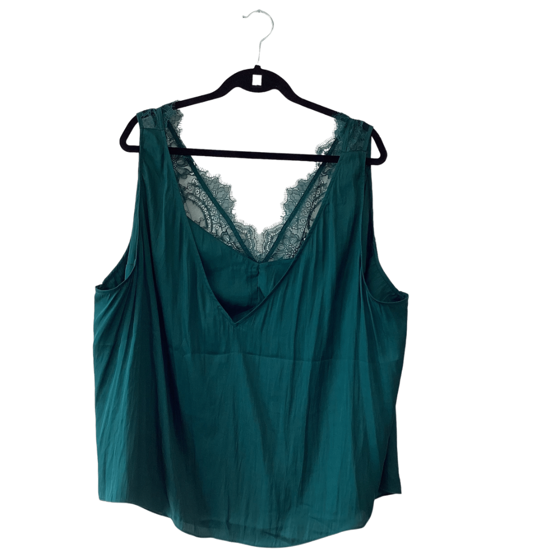 green lace front silk-like cami - 4X