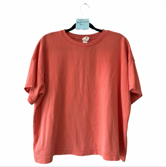 boxy coral short sleeve sweater - M(oversized)