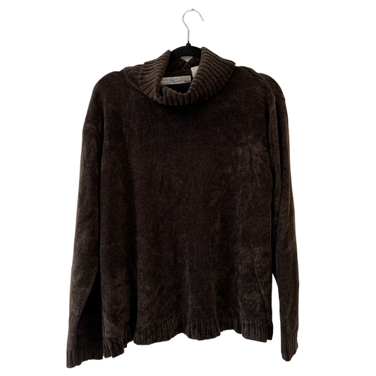 vintage brown chenille mockneck sweater - 1x
