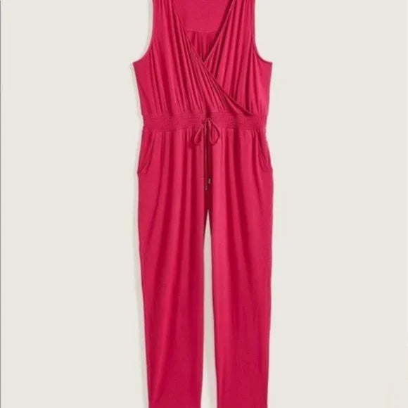cozy pink sleeveless jumpsuit - 5x/6x