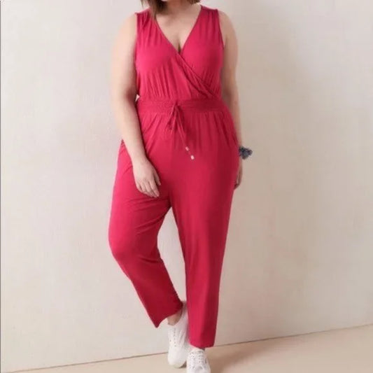 cozy pink sleeveless jumpsuit - 5x/6x