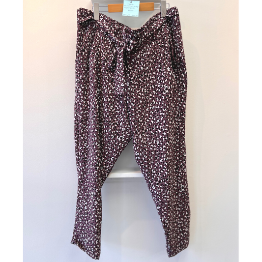 purple leopard tapered-ankle pants - 2X